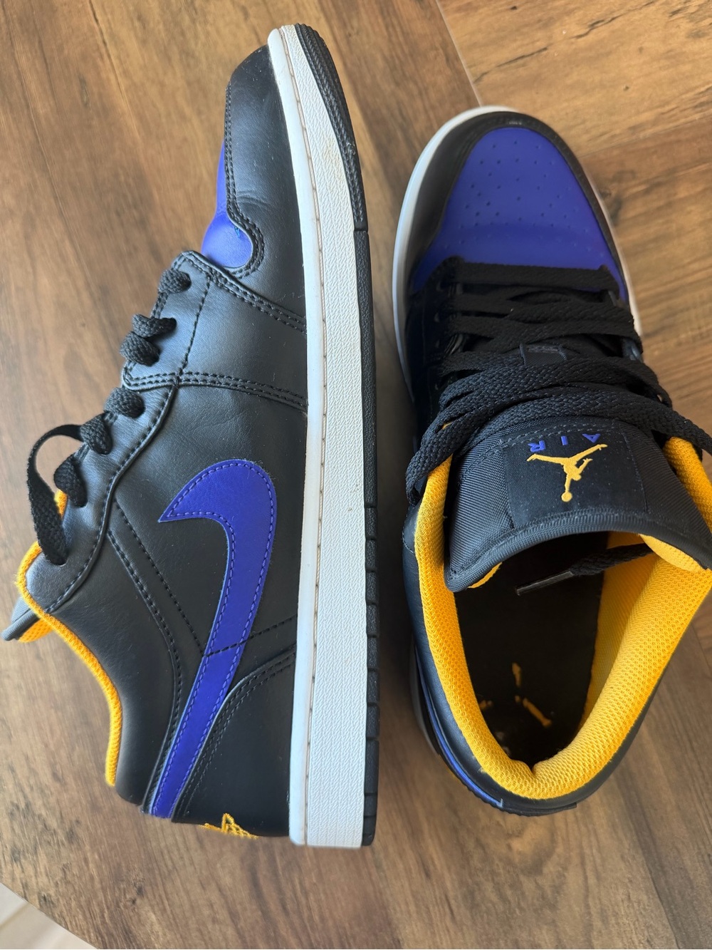 Jordan 1 Low Top Sneakers in Black, Purple and Yellow - Picture 3 of 7